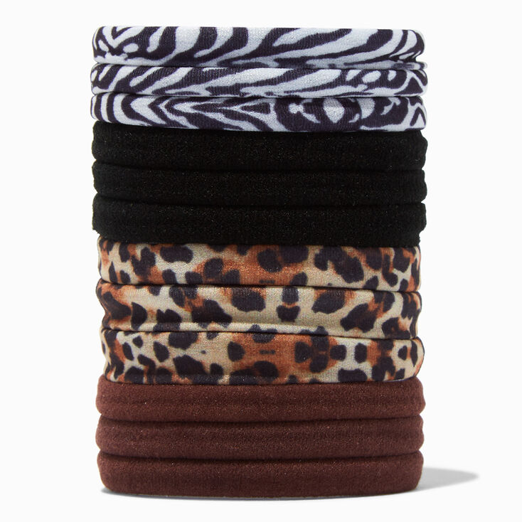 Animal Print Rolled Hair Ties - 12 Pack,