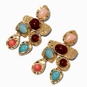Gold-tone Boho Gemstone Chandelier Drop Earrings,