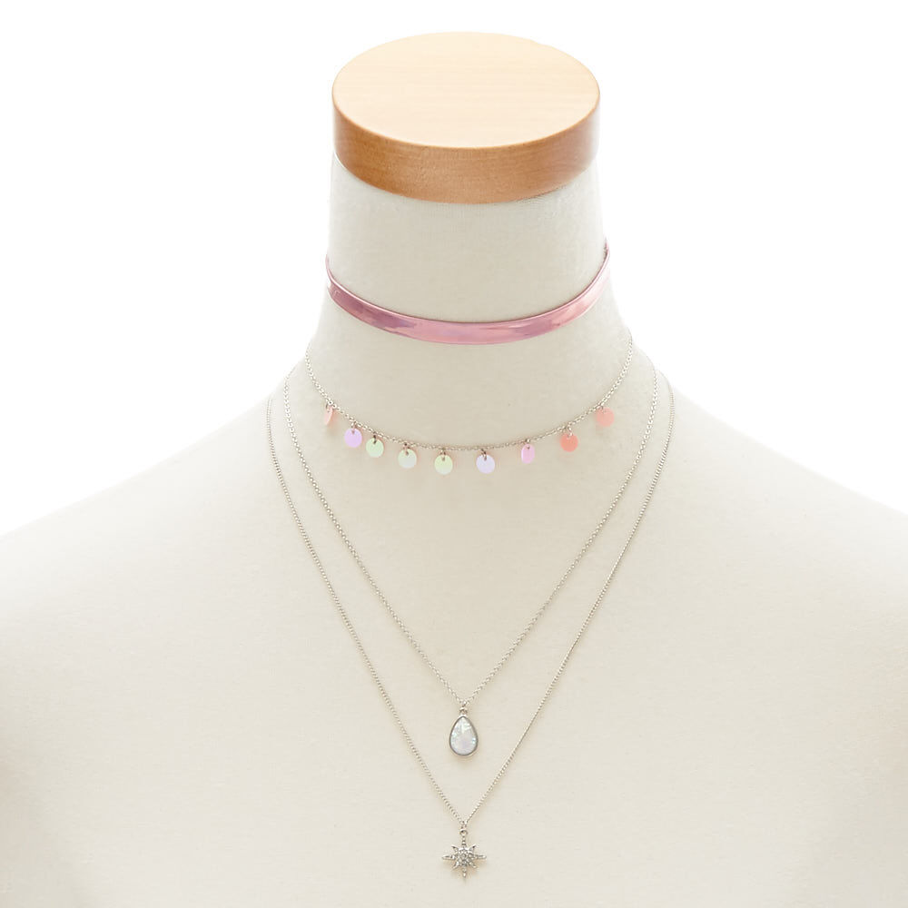 Metallic Pink Necklace Set,