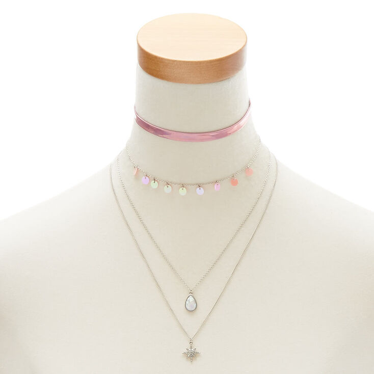 Metallic Pink Necklace Set,