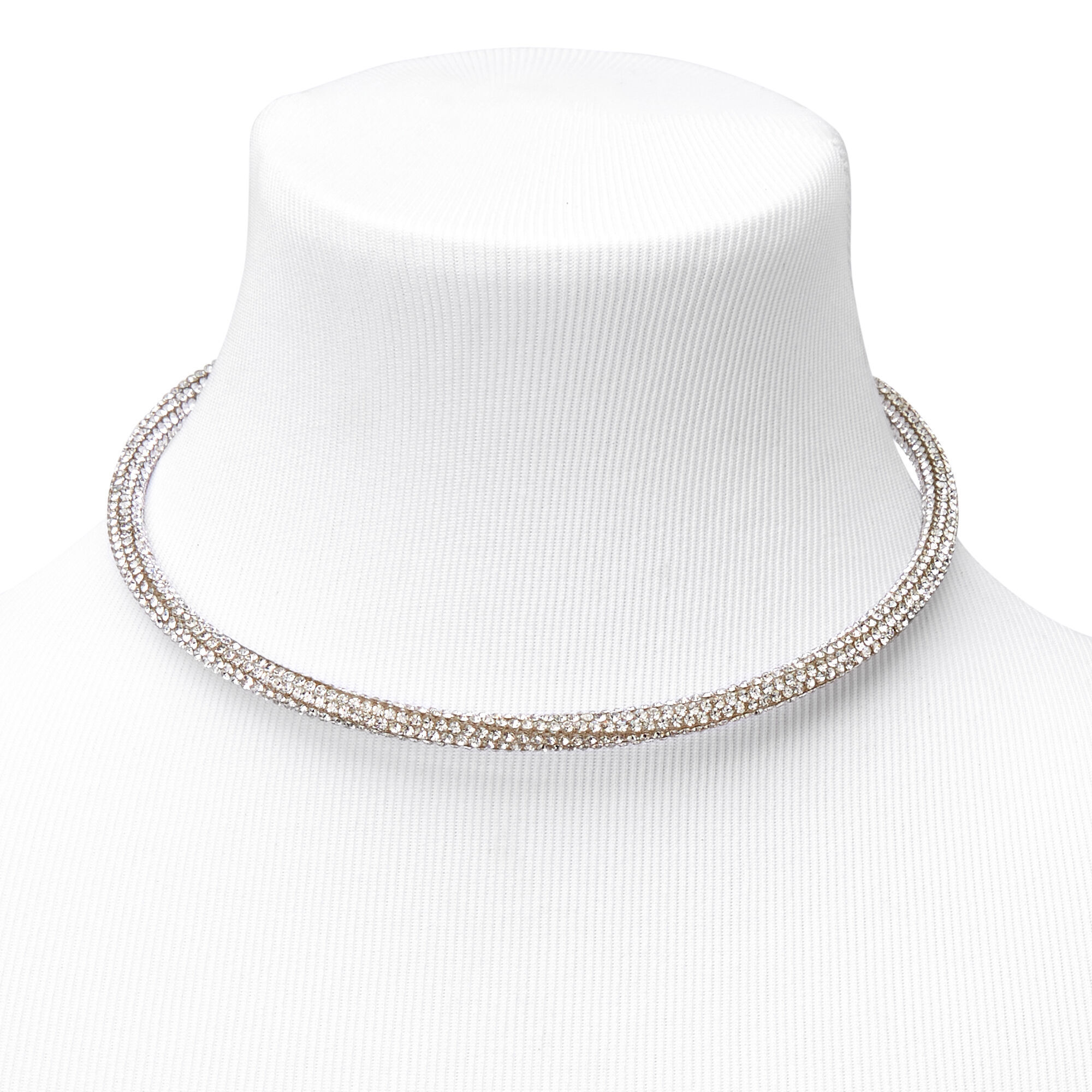 Silver Embellished Coiled Choker Necklace,