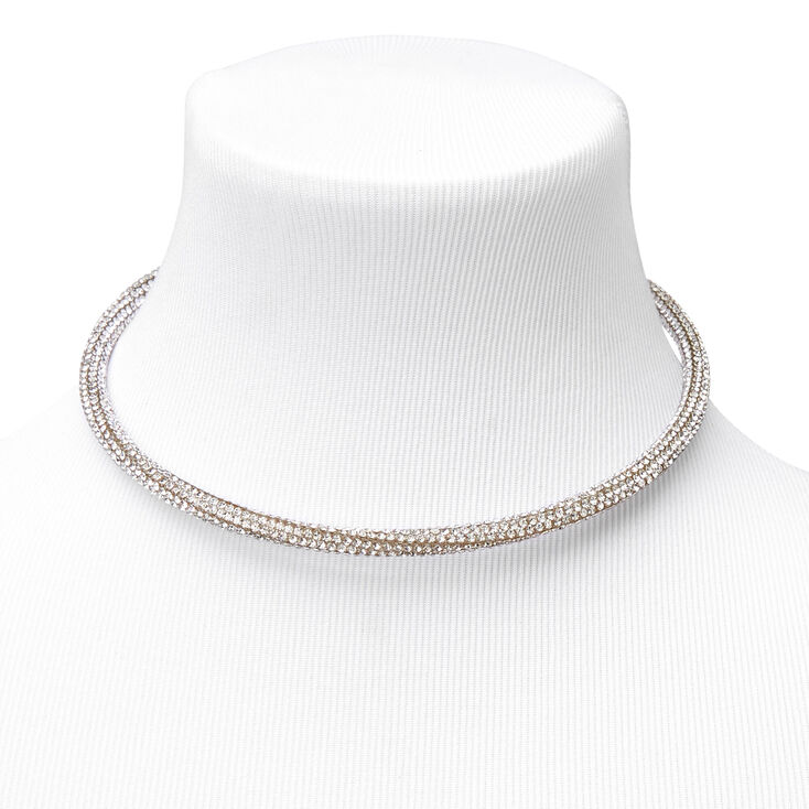 Silver Embellished Coiled Choker Necklace,