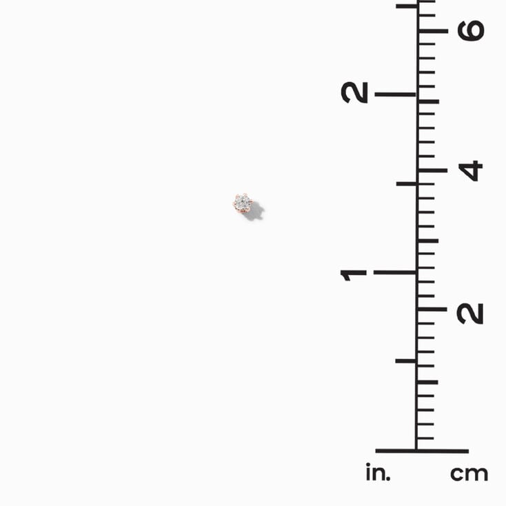 Rose Gold Cubic Zirconia Round Stud Earrings - 2MM,