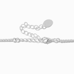 Silver-tone Cubic Zirconia Tennis Choker Necklace,