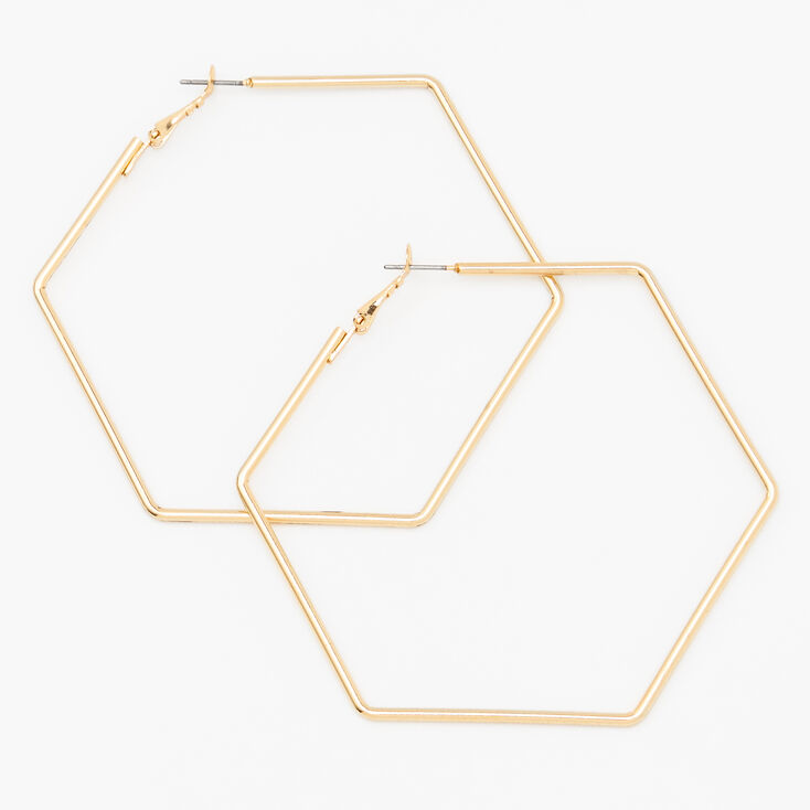 Gold 70MM Hexagon Hoop Earrings,