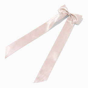 Taupe Satin Long Tail Bow Hair Clip,