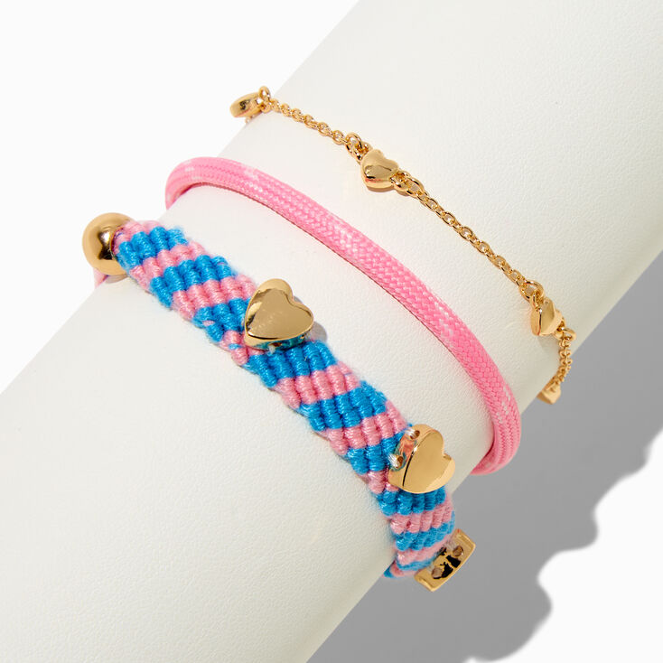 Woven Rope Heart Bracelet Set - 3 Pack,
