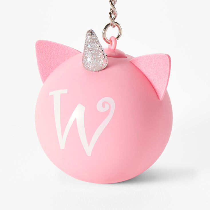 Initial Unicorn Stress Ball Keychain - Pink, W,