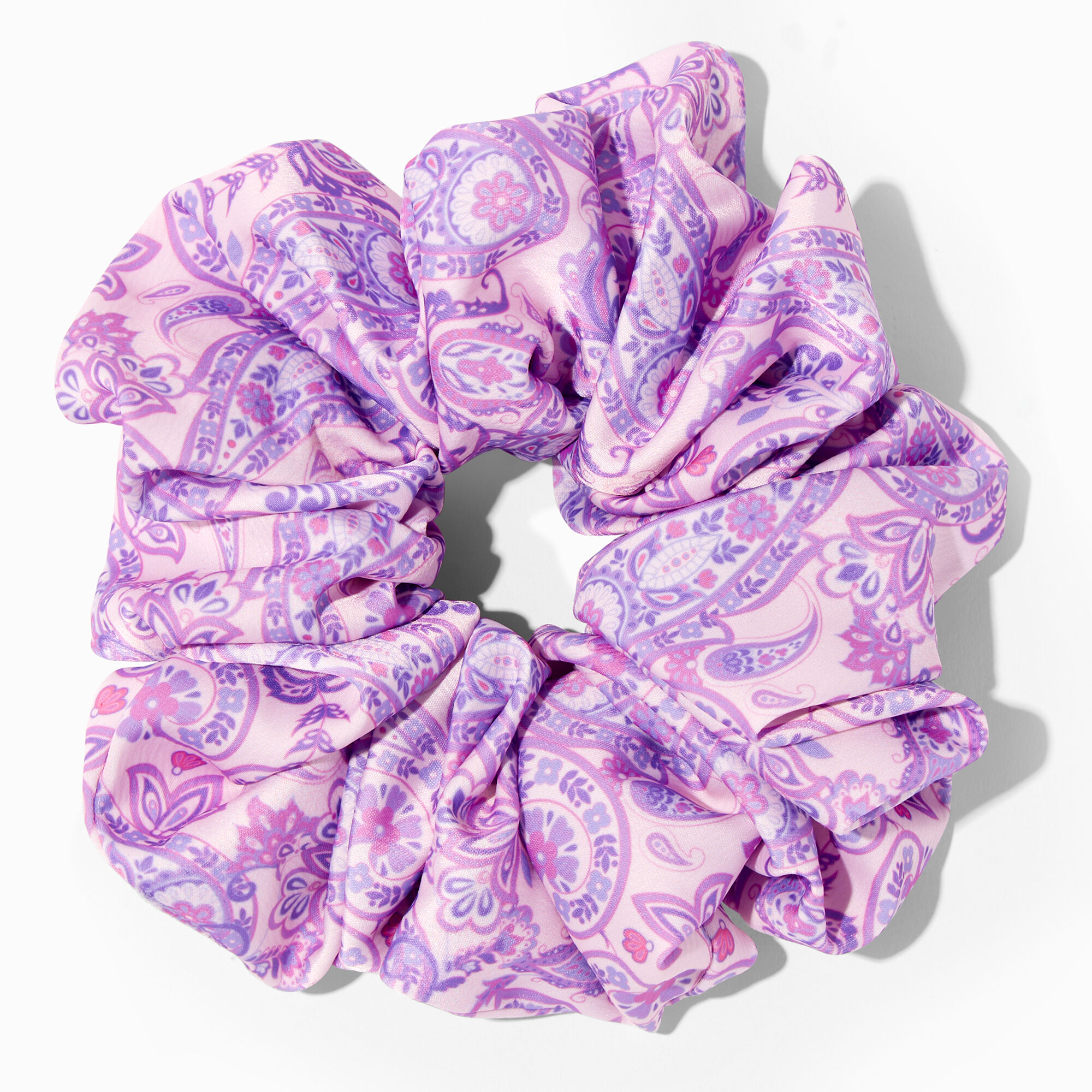 View Claires Paisley Print Giant Hair Scrunchie Bracelet Purple information