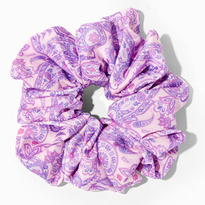 Purple Paisley Print Giant Hair Scrunchie,