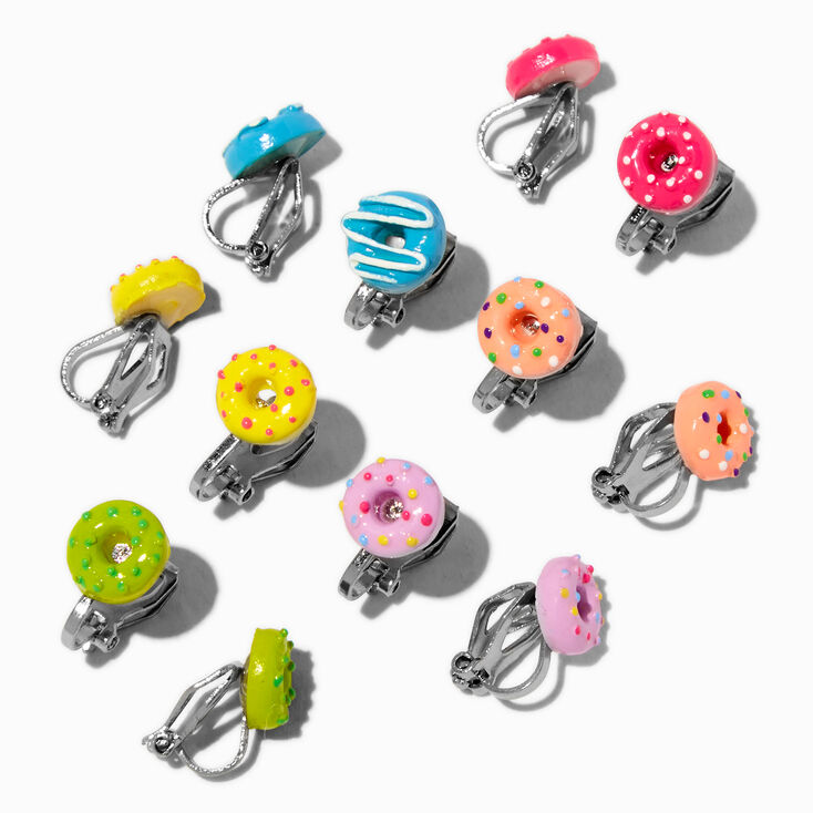 Frosted Donuts Clip-On Stud Earrings - 6 Pack,