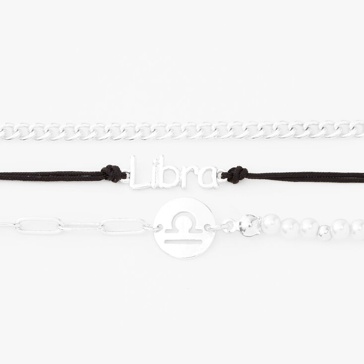 Silver Zodiac Bracelet Set - 3 Pack, Libra,