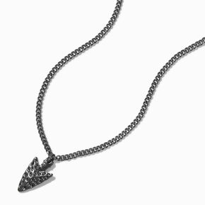Hematite Hammered Arrowhead Pendant Necklace ,