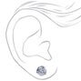 Silver-tone Cubic Zirconia 7mm Round Stud Earrings,