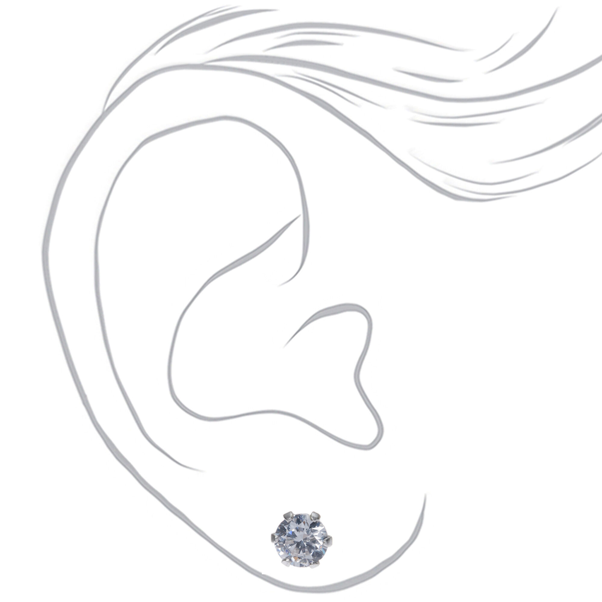 C LUXE by Claire's Sterling Silver Cubic Zirconia 5mm Round Stud Earrings,