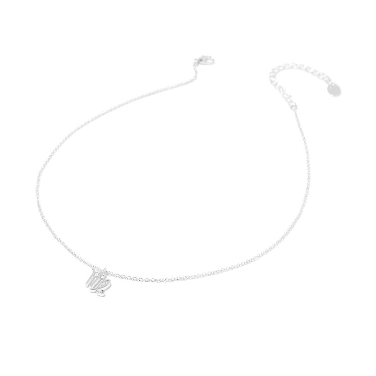Silver-tone Crystal Zodiac Symbol Pendant Necklace - Virgo,