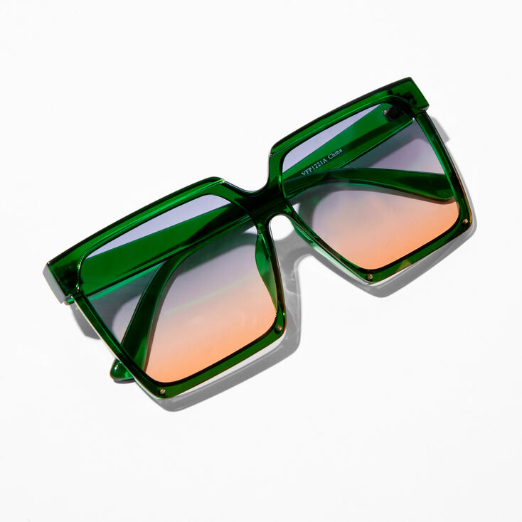 Emerald Green Faded Lens Shield Sunglasses,