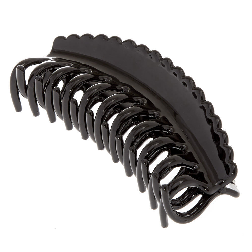 Scalloped Stone Hair Claw - Black,