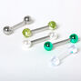Silver Palm Leaf Barbell Tongue Rings - 5 Pack,