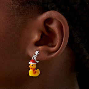 Santa Ducky 0.75&quot; Clip-On Drop Earrings,