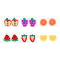 Silver Fruit Slice Stud Earrings - 6 Pack,