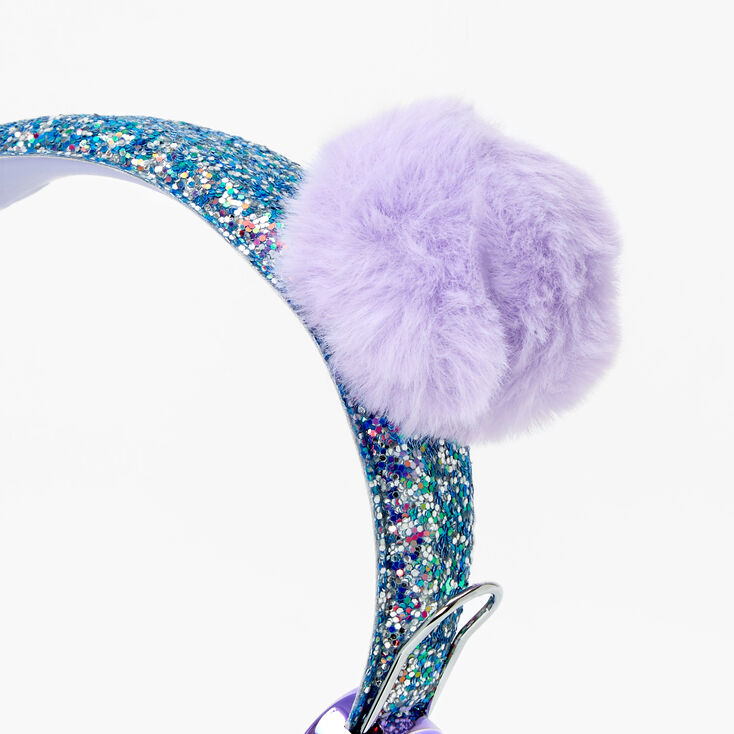 Lavender Pom Glitter Headphones,