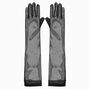 Longs gants noirs en tissu transparent,