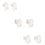 Silver Cubic Zirconia Graduated Clip On Stud Earrings - 3 Pack,