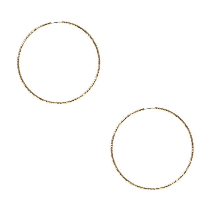 Gold 70MM Twisted Hoop Earrings,