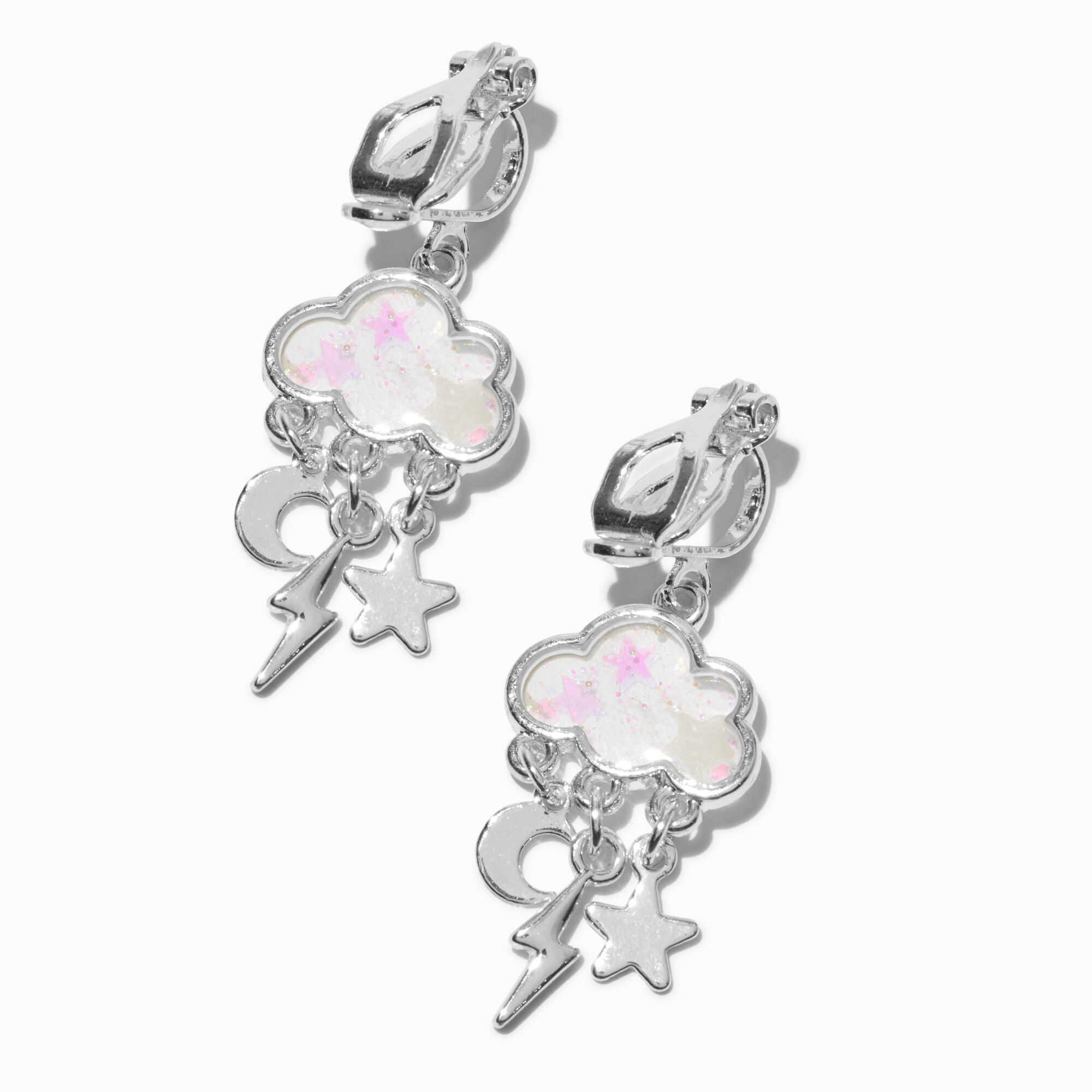 Storm Cloud Glow in the Dark Clip-On Drop Earrings,
