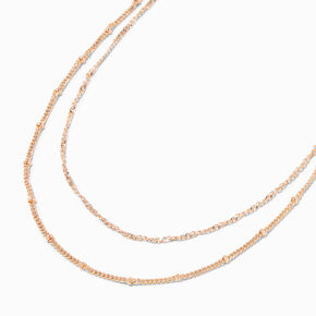 Gold Beaded Chain Multi-Strand Necklace,