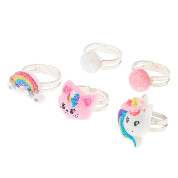 Claire&#39;s Club Rainbow Ring Set - 5 Pack,