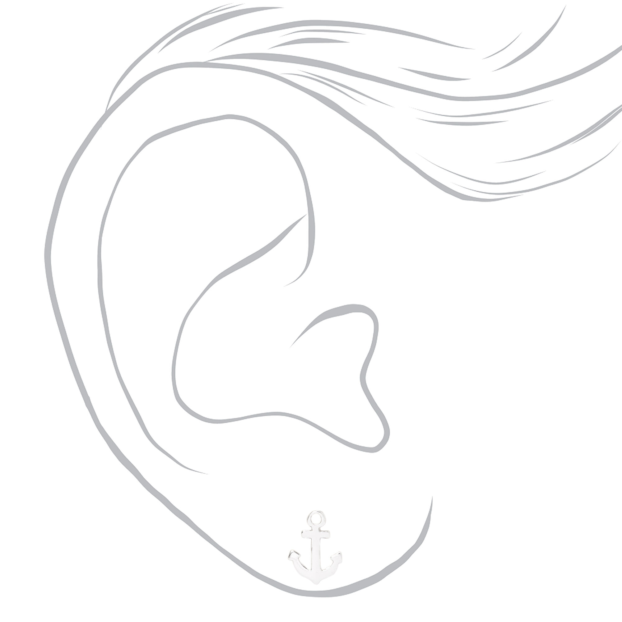 Sterling Silver Anchor Stud Earrings,