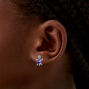 Silver Turtle Purple &amp; Blue Stone Stud Earrings,