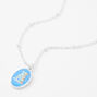 Silver Embellished Initial Blue &amp; Green Pendant Necklace - A,