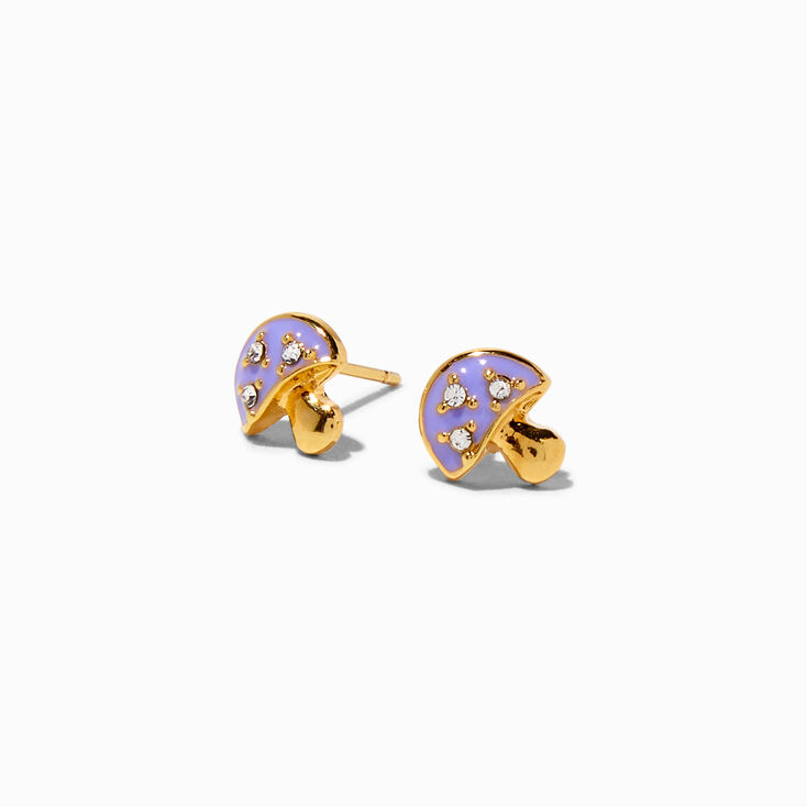 18K Gold Plated Lavender Mushroom Stud Earrings,