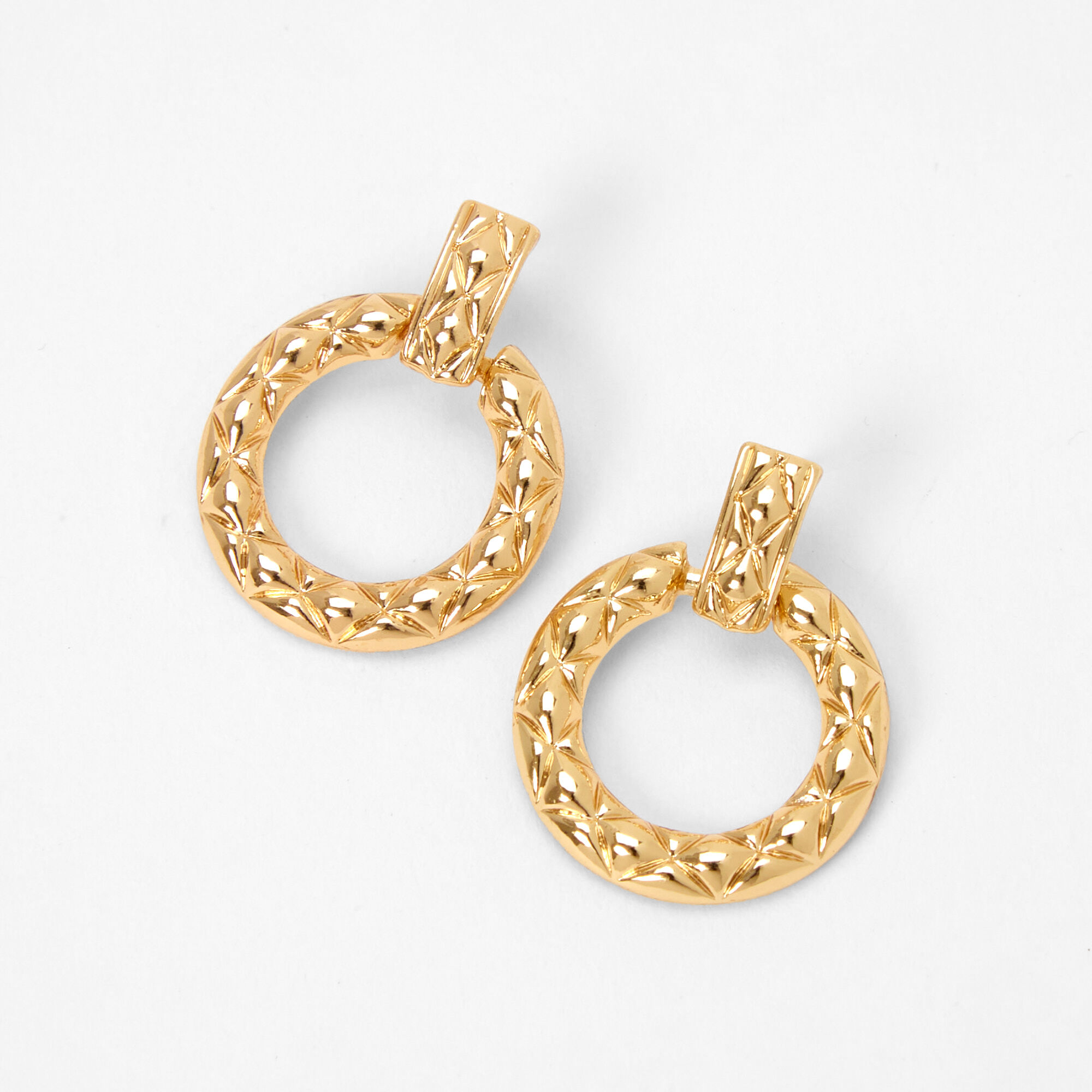 Claire's Pendantes matelassées avec clou de 2,5 cm couleur dorée