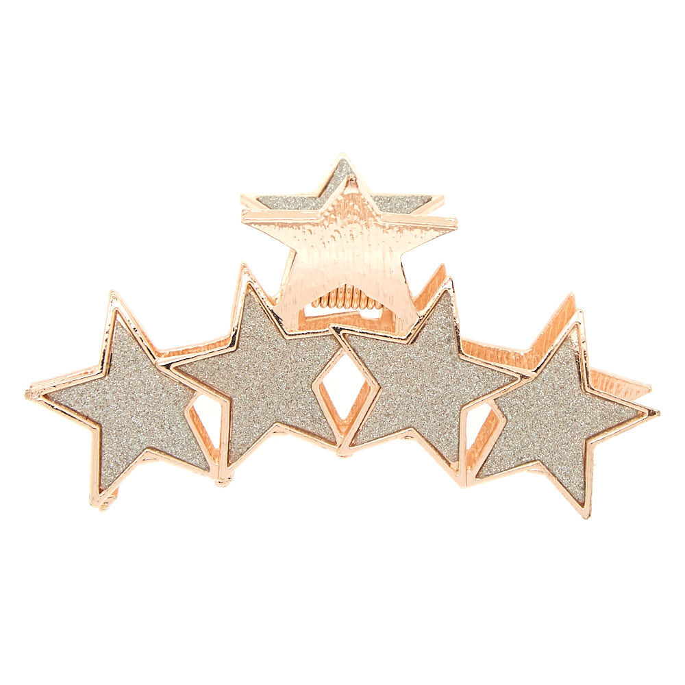 Rose Gold Glitter Star Hair Claw - Silver,
