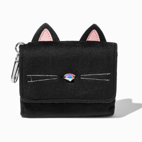 Black Cat Velvet Trifold Wallet,