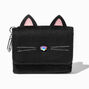 Porte-monnaie d&eacute;pliant en imitation velours chat noir,