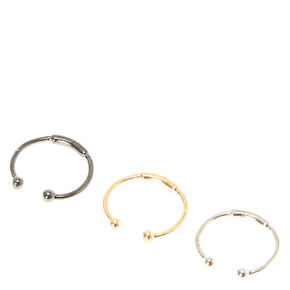 Mixed Metal Stainless Steel Barred Faux Nose Rings - 3 Pack,