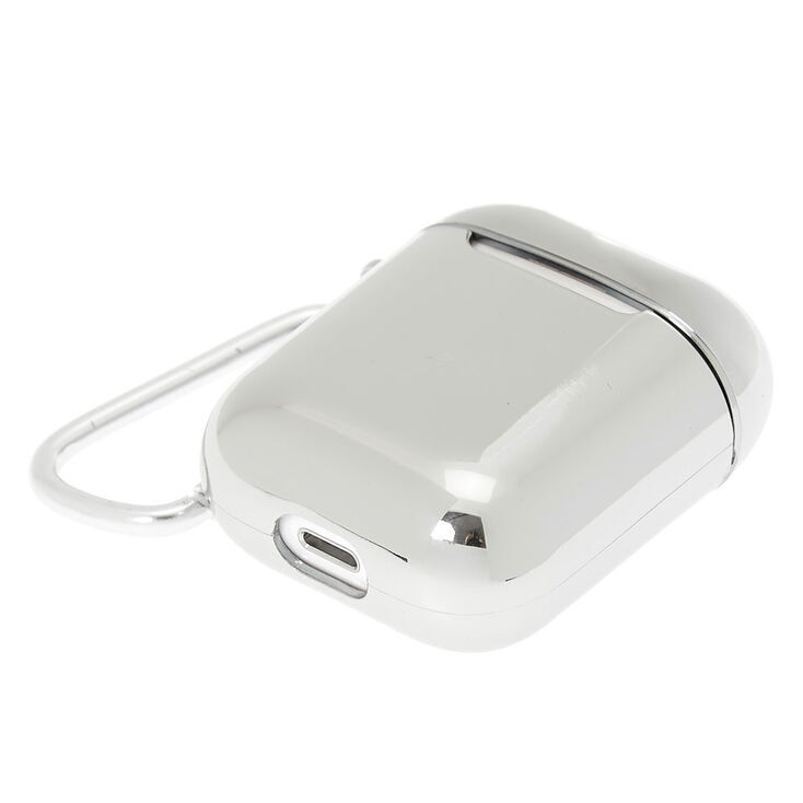 Metallic Silver Earbud Case Cover - Compatible With Apple AirPods,