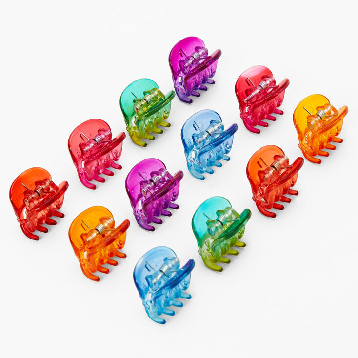 Mini pinces &agrave; cheveux arc-en-ciel effet d&eacute;grad&eacute; - Lot de 12,
