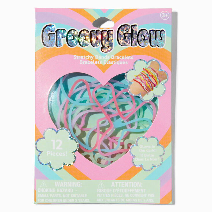 Groovy Glow Glow In The Dark Stretchy Bands Bracelets - 12 Pack,