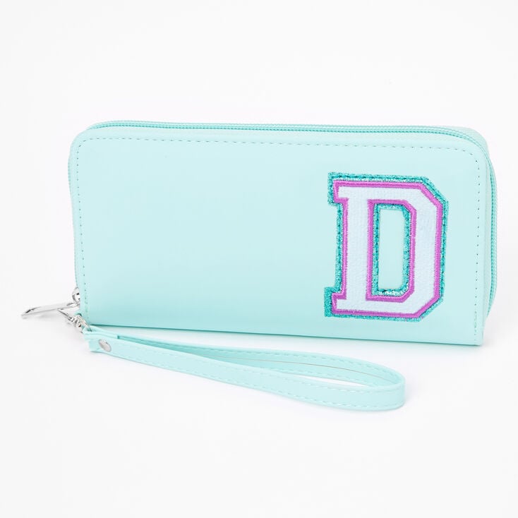 Claire's Pochette poignet à initiale vert menthe style universitaire - D