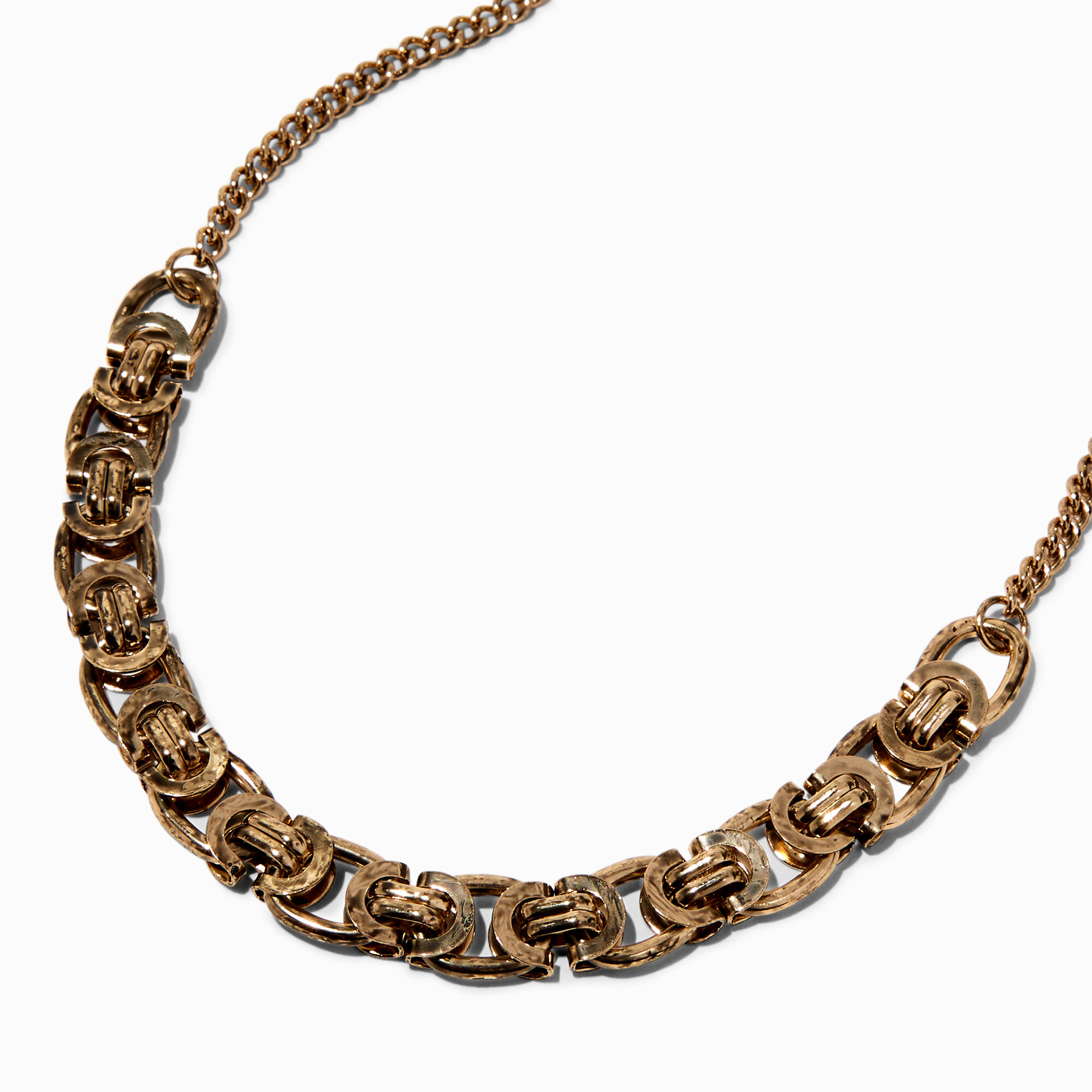 View Claires Antiqued Tone Link Chain Necklace Gold information