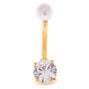 14G Cubic Zirconia Faux Pearl Top Belly Ring,