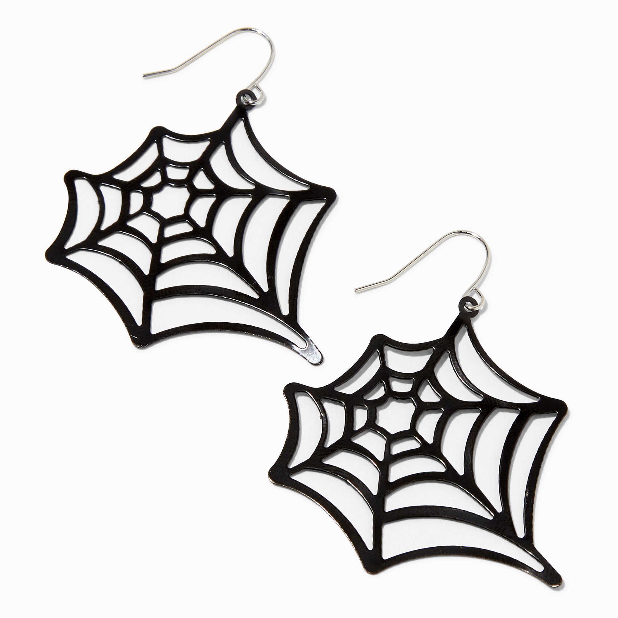 Black Spiderweb Drop Earrings,