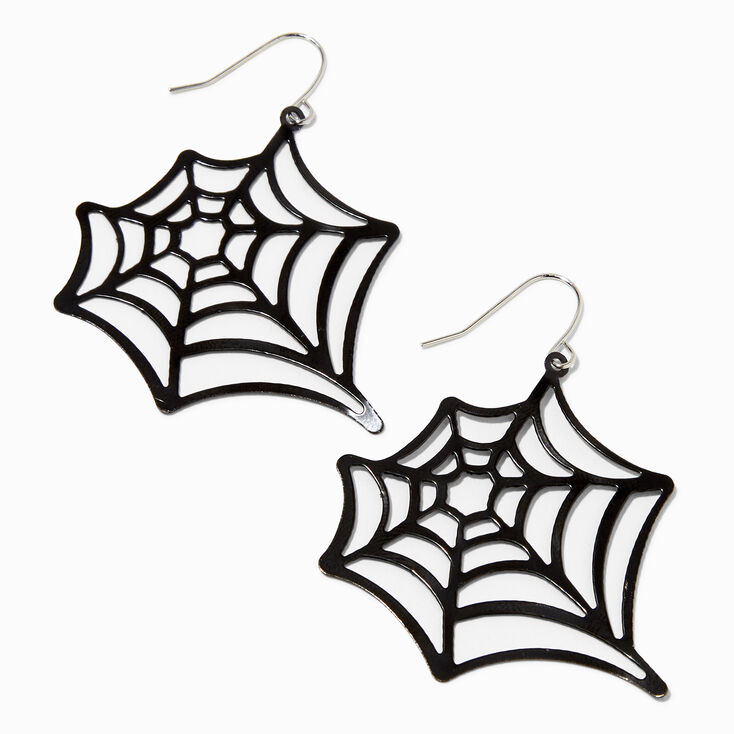 Black Spiderweb Drop Earrings,