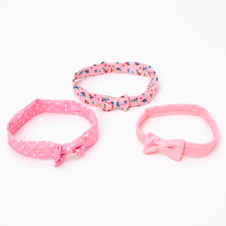 Claire's Club Spring Floral Bow Headwraps - Pink, 3 Pack | Claire's US